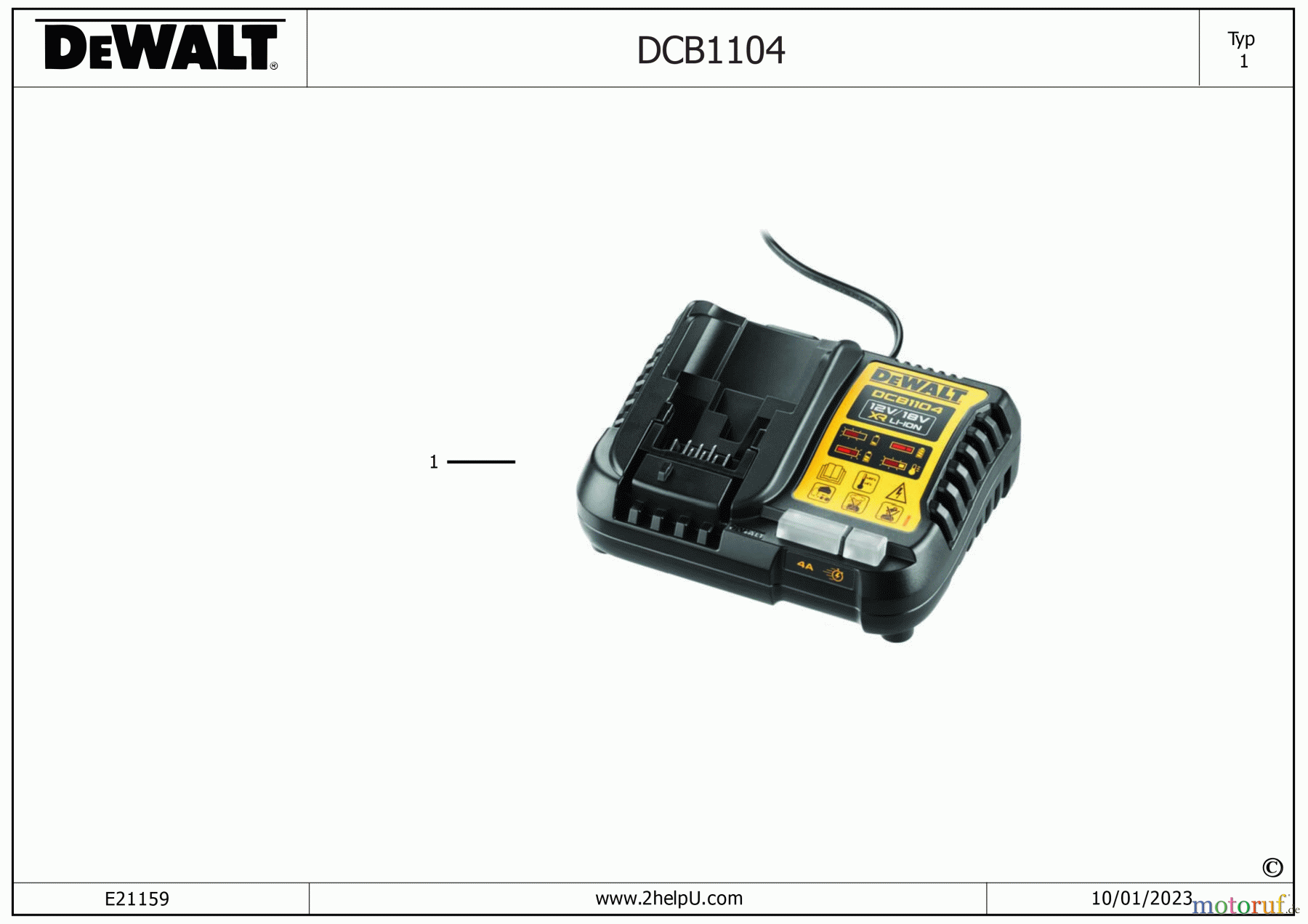  DEWALT SCHNURLOS-SONSTIGES BATTERIE-LADEGERÄT DCB1104 Seite 1