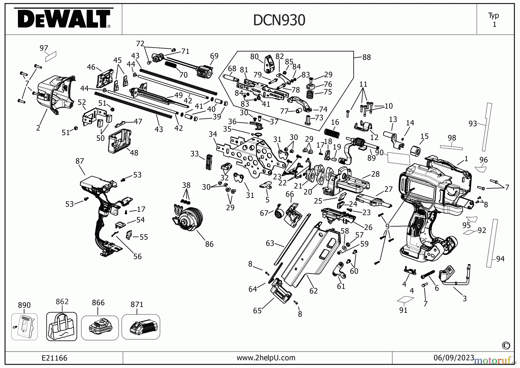  DEWALT BEFESTIGUNG Nagler AKKU NAGLER DCN930P1 Seite 1