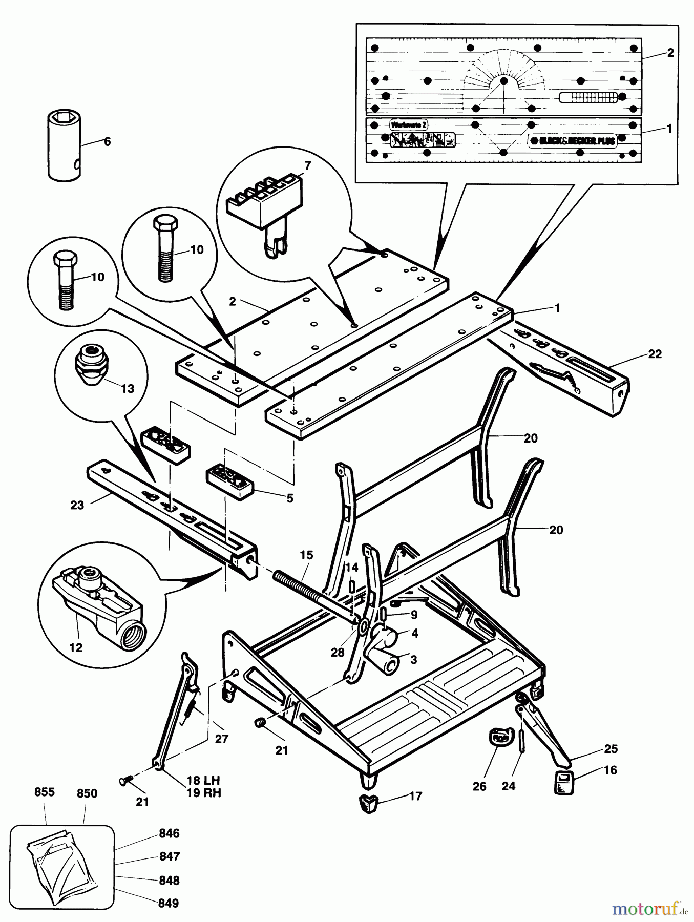  BLACK+DECKER INNENAUSSTATTUNG WERKBANK, SCHRAUBSTOCK, JOBBER, LEITERN WORKMATE WM750 Seite 1