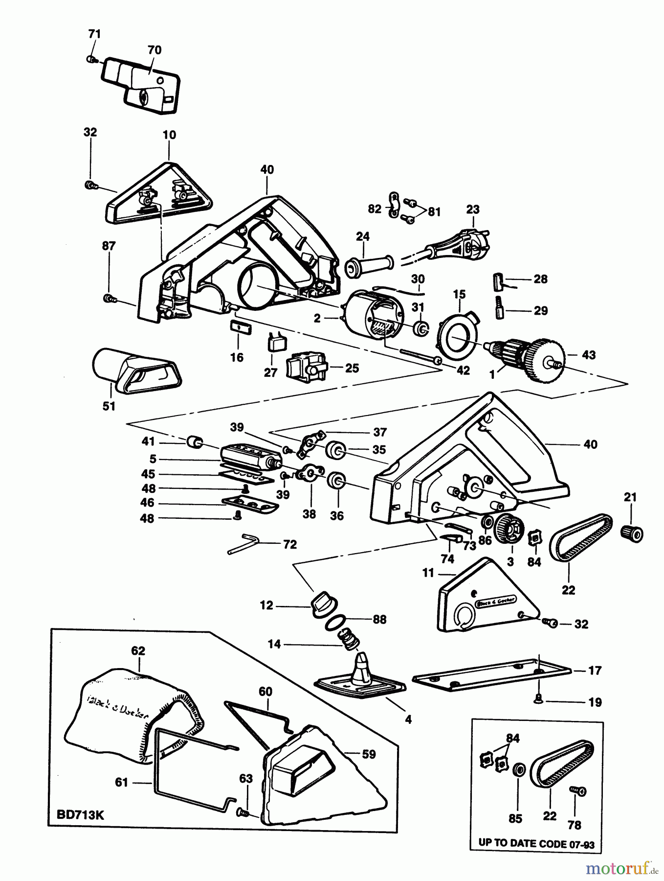 BLACK+DECKER INNENAUSSTATTUNG HOBEL HOBELMASCHINE BD713 Seite 1