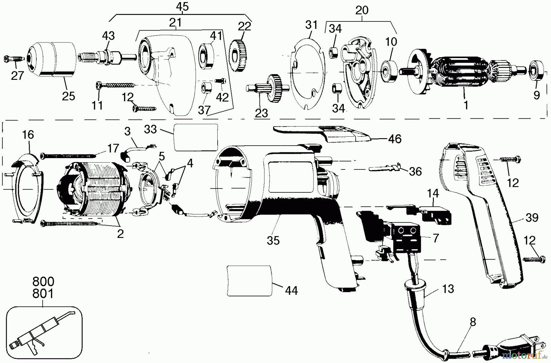 DEWALT Divers 3/8 VSR KEYLESS DRILL D104-04 Seite 1