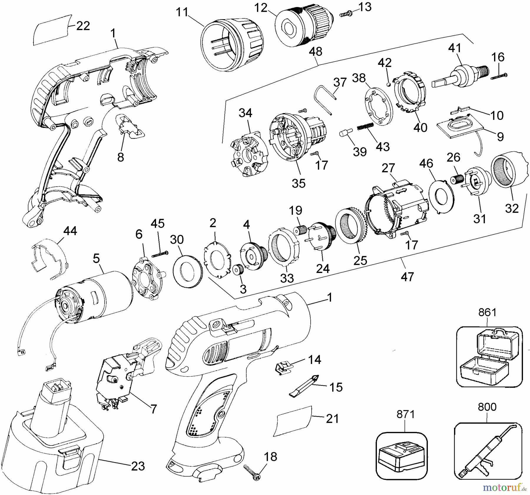 DEWALT Divers 12V DRILL/DRIVER (BARE) DW953 Seite 1