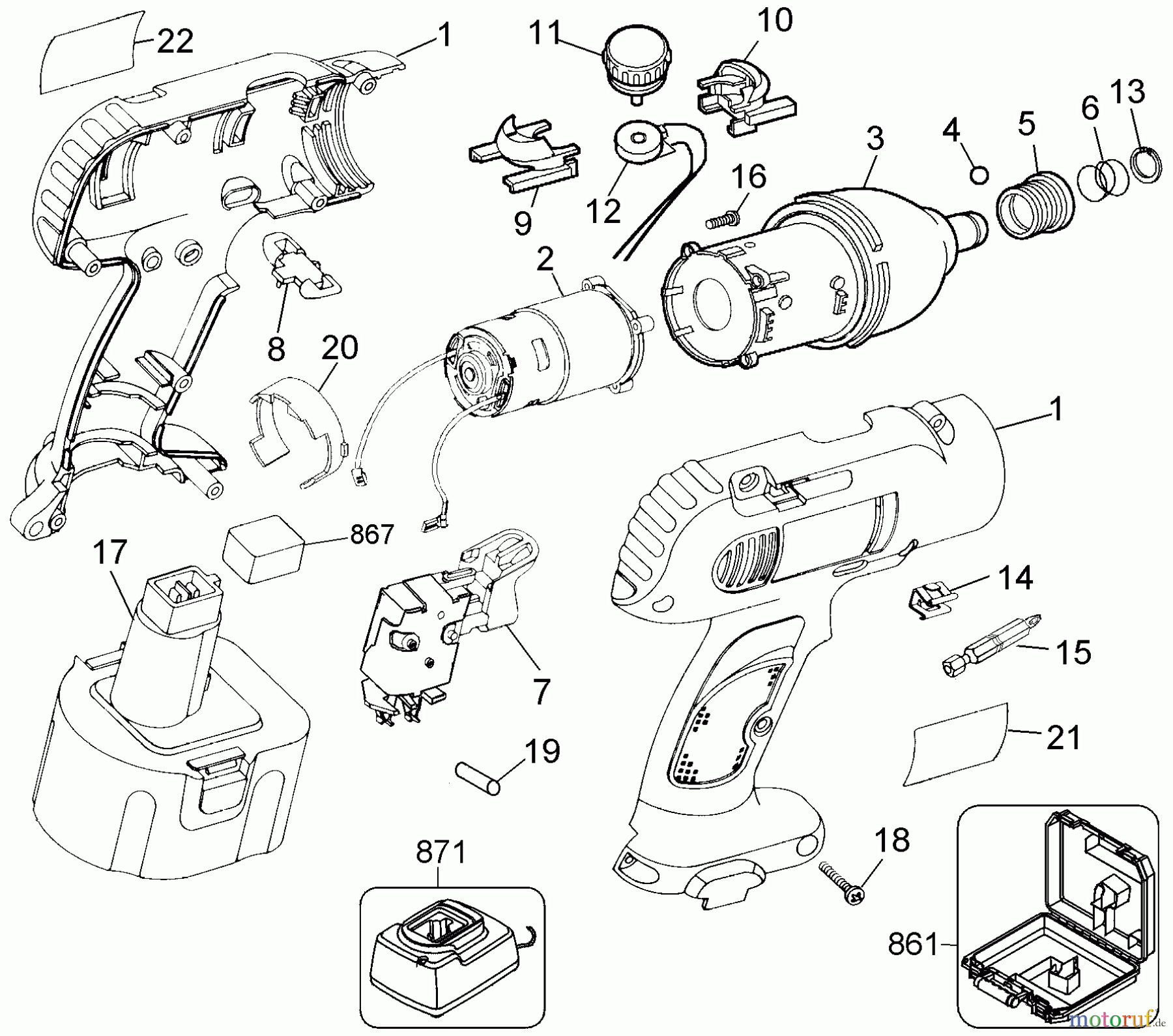  BLACK+DECKER INNENAUSSTATTUNG SCHRAUBENDREHER, KNARREN UND SCHRAUBENSCHLÜSSEL 12V IMPACT DRIVER 2812B Seite 1
