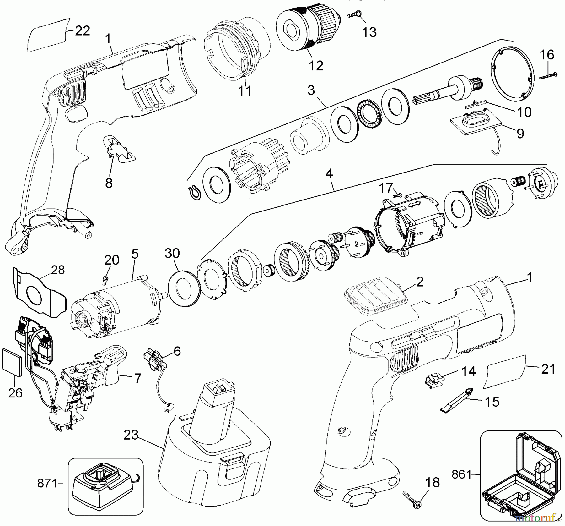 BLACK+DECKER INNENAUSSTATTUNG SCHRAUBENDREHER, KNARREN UND SCHRAUBENSCHLÜSSEL 9.6V DRILL KIT 2820K Seite 1