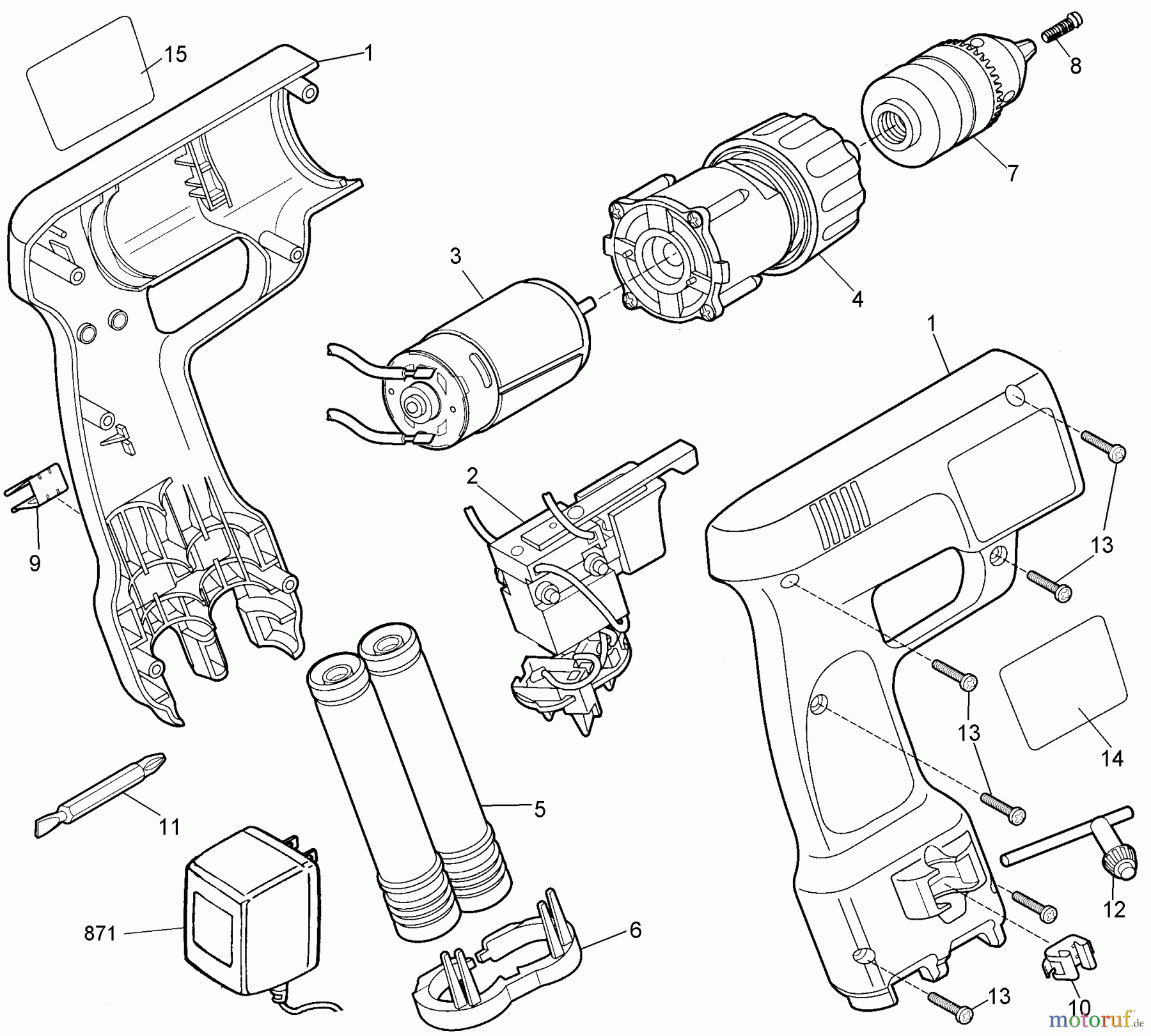 BLACK+DECKER INNENAUSSTATTUNG BOHRER 2-SPD.7.2V DRILL TS250 Seite 1