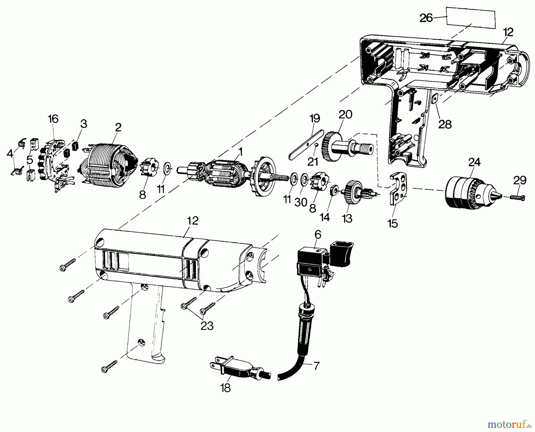 BLACK+DECKER INNENAUSSTATTUNG BOHRER 3/8 DRILL VSR TAIWAN 7144-38 Seite 1
