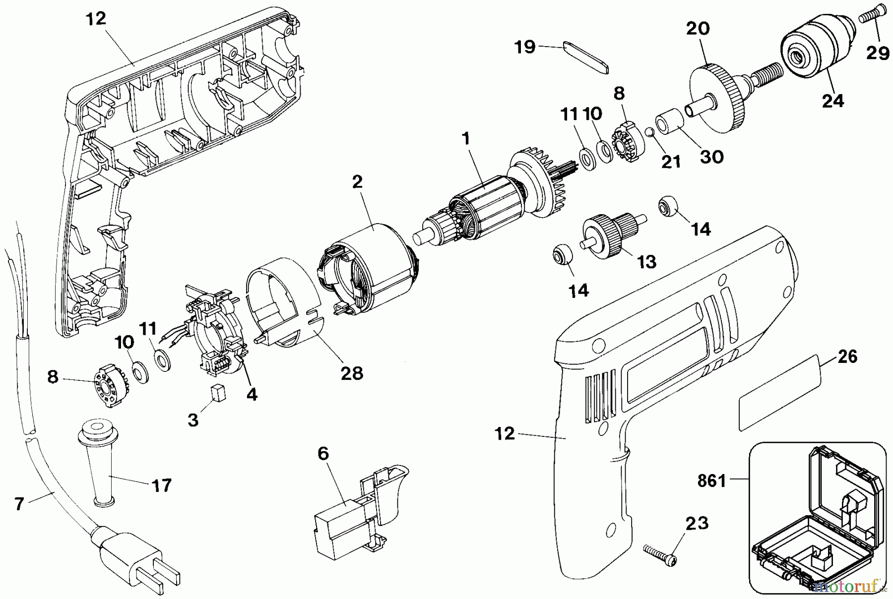  BLACK+DECKER INNENAUSSTATTUNG BOHRER D2000 3/8 VSR KYLS.DRILL 7157 Seite 1