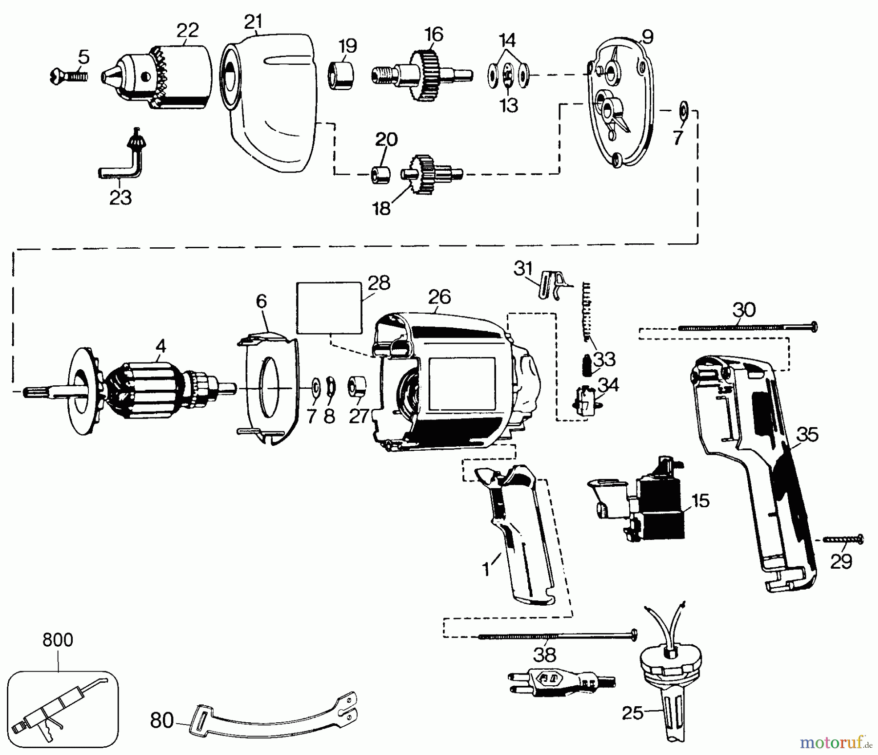 BLACK+DECKER INNENAUSSTATTUNG BOHRER 3/8 VSR DRILL 7190-04 Seite 1