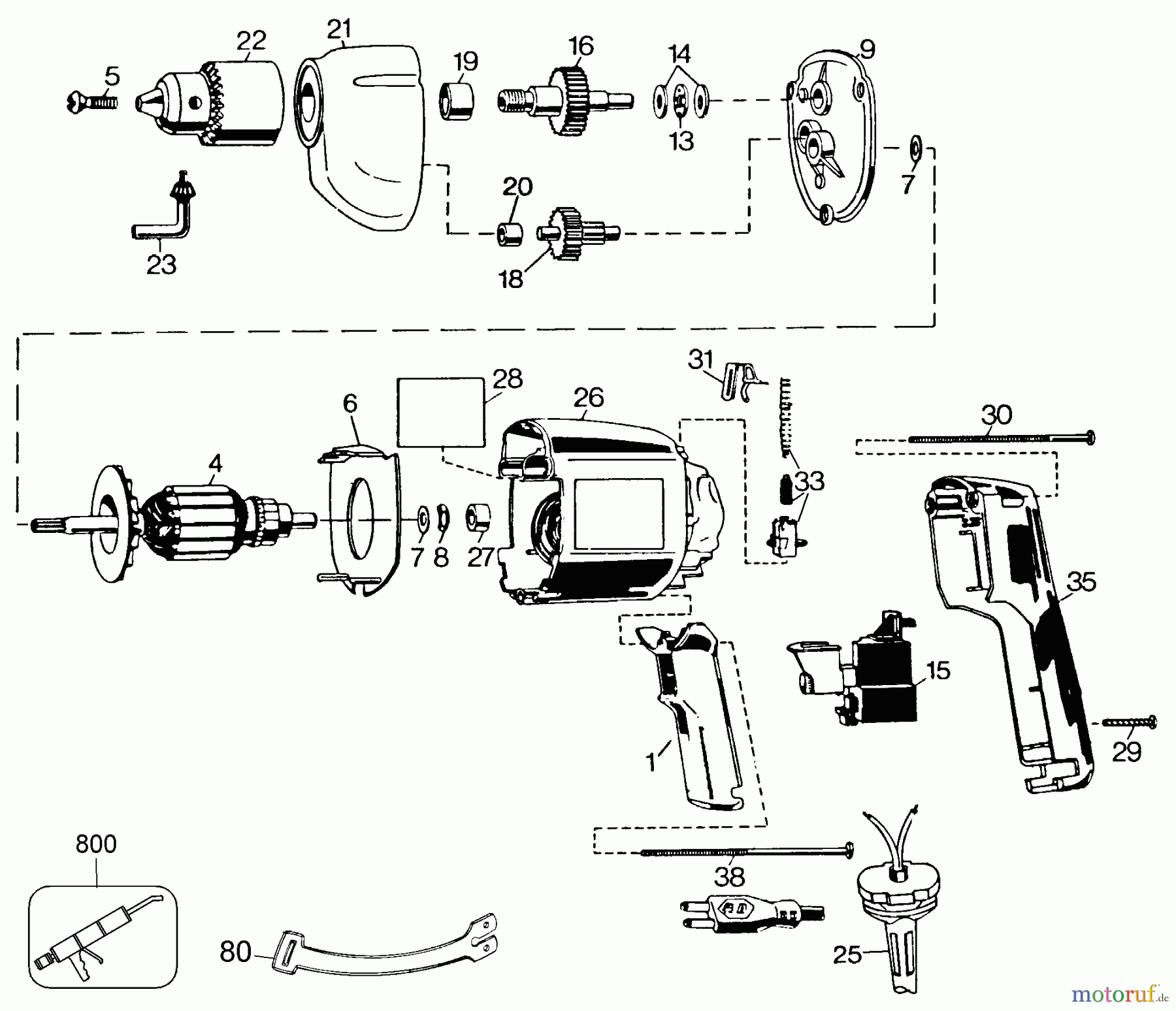 BLACK+DECKER INNENAUSSTATTUNG BOHRER 3/8 VSR DRILL - TAIWAN 7190-38 Seite 1