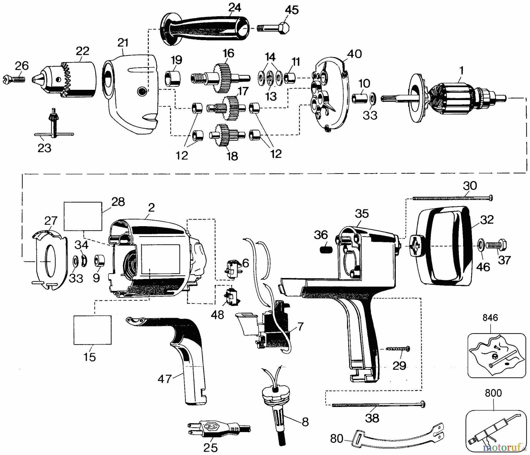  BLACK+DECKER INNENAUSSTATTUNG BOHRER 3/8HP 1/2 DRILL 7224 Seite 1