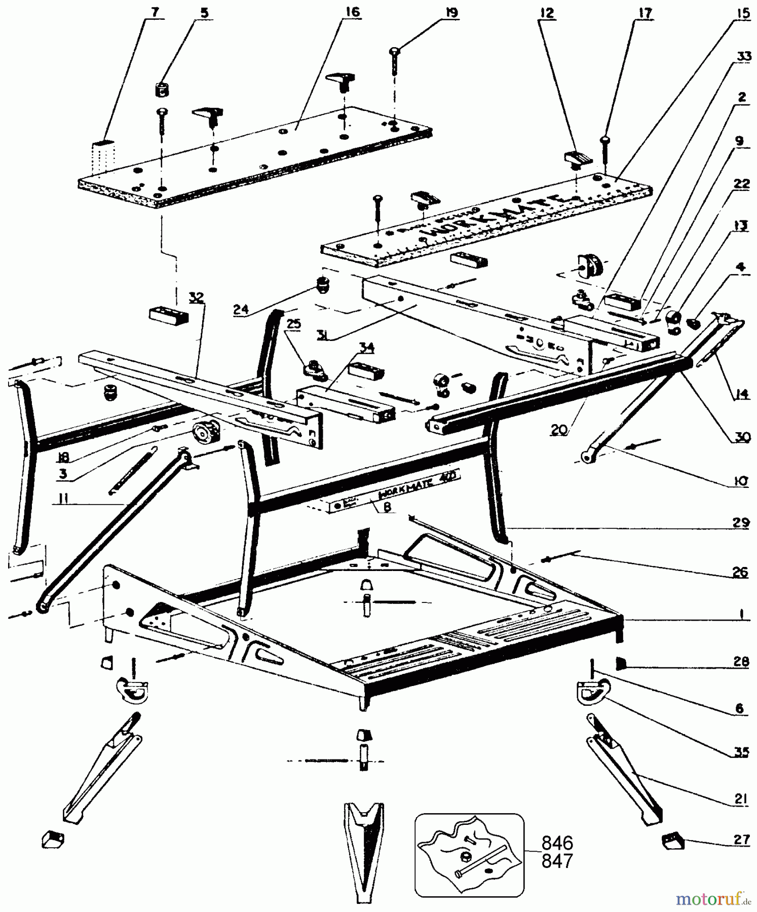 BLACK+DECKER INNENAUSSTATTUNG WERKBANK, SCHRAUBSTOCK, JOBBER, LEITERN WORKMATE 350 79-038-BDK Seite 1