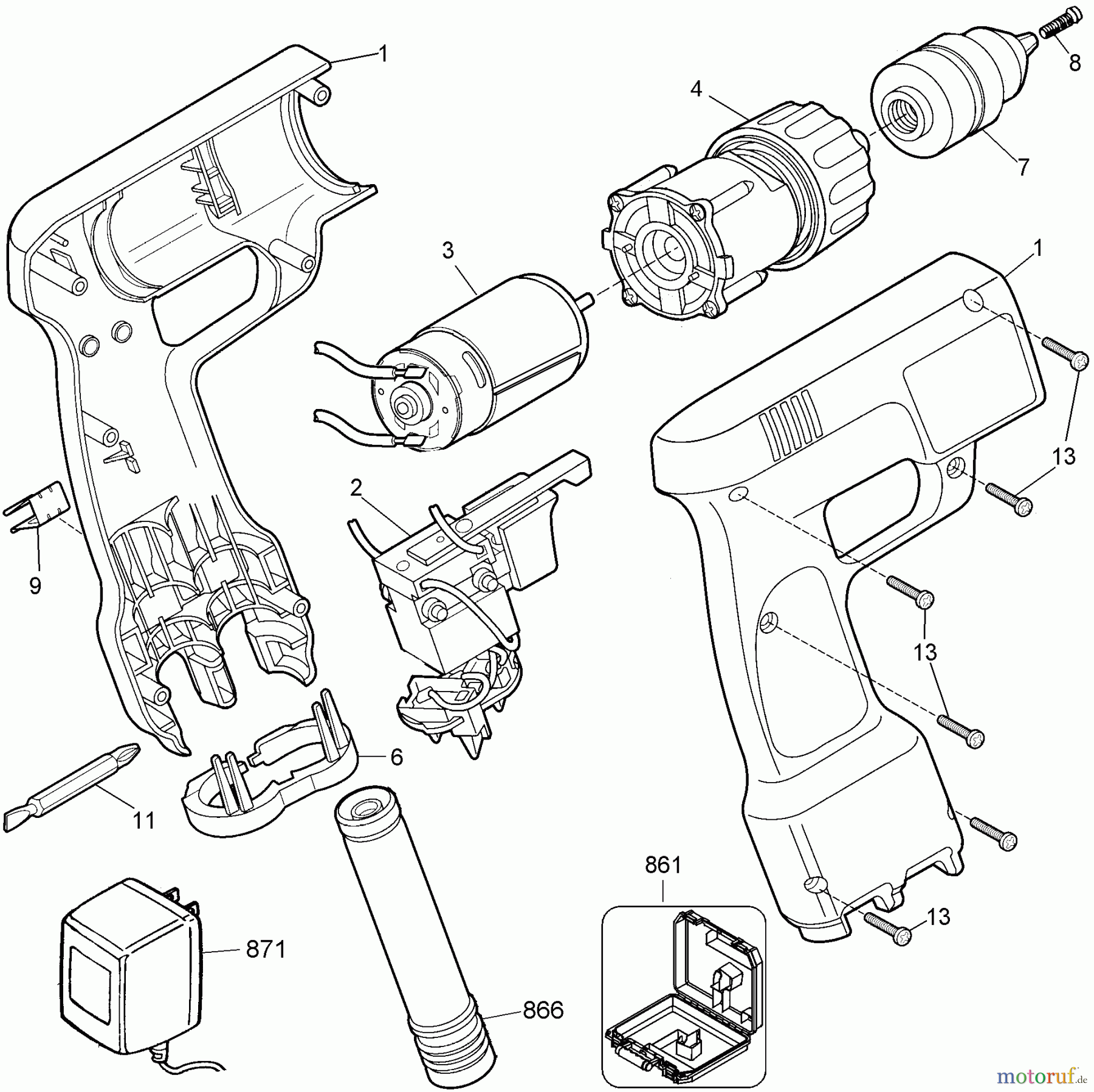 BLACK+DECKER INNENAUSSTATTUNG BOHRER 2SPD.CDLS.CLUTCH DRILL KT 11261 Seite 1