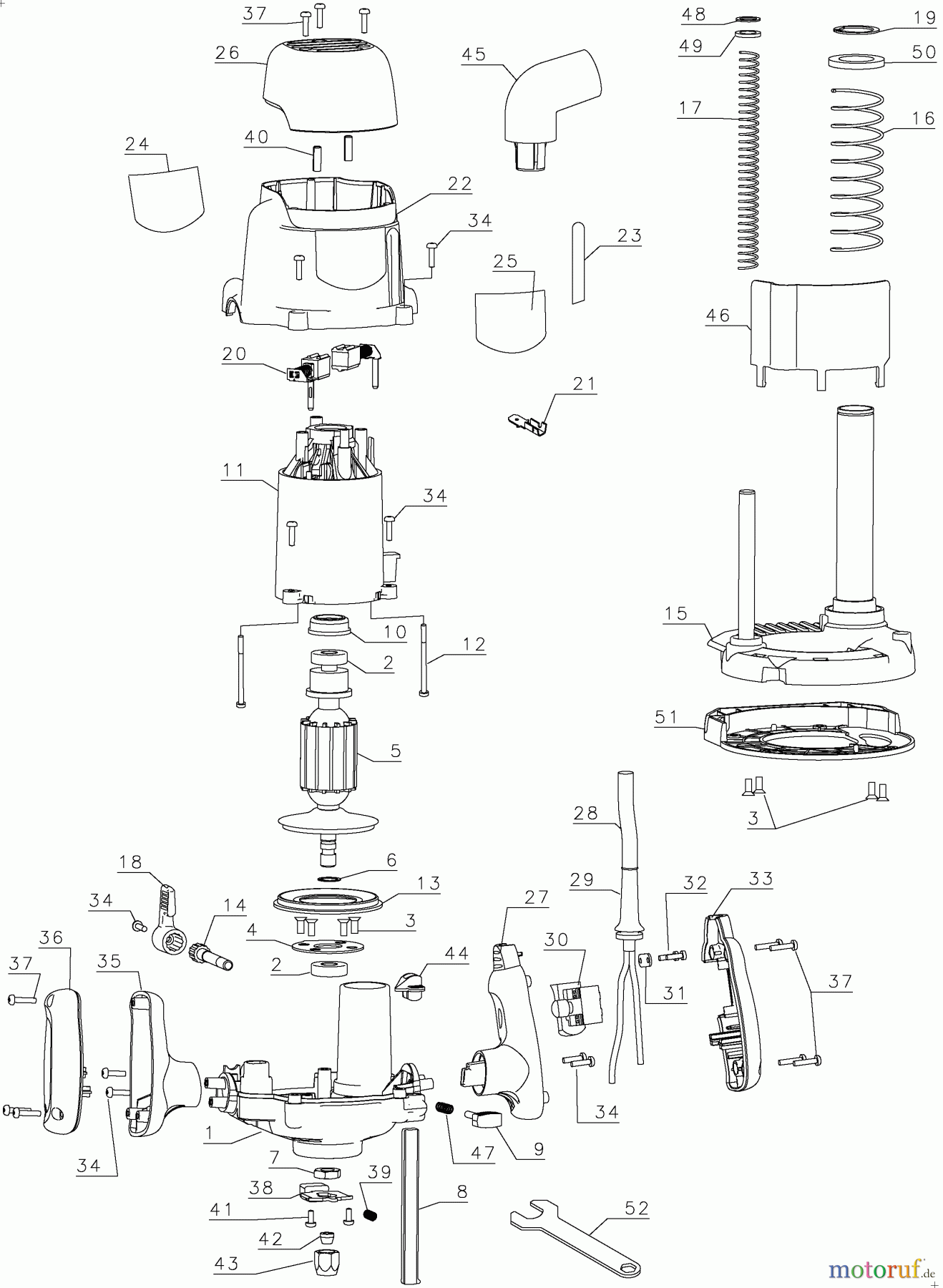 BLACK+DECKER INNENAUSSTATTUNG OBERFRÄSEN, ABRICHTHOBELMASCHINEN UND FRÄSER 1-3/4 PLUNGE ROUTER RP200 Seite 1