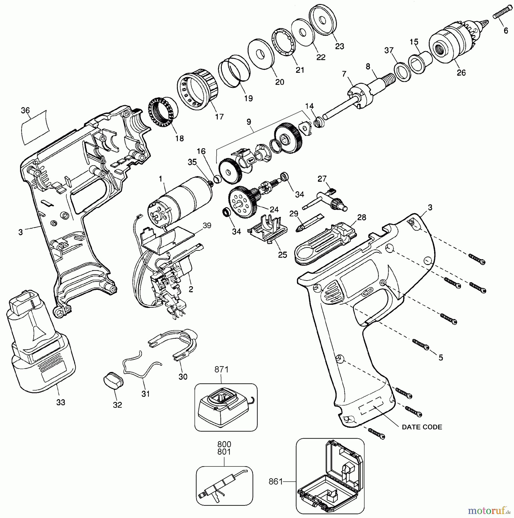 BLACK+DECKER INNENAUSSTATTUNG SCHRAUBENDREHER, KNARREN UND SCHRAUBENSCHLÜSSEL 12V VCLUTCH SCRVDRL. 2665K-14 Seite 1