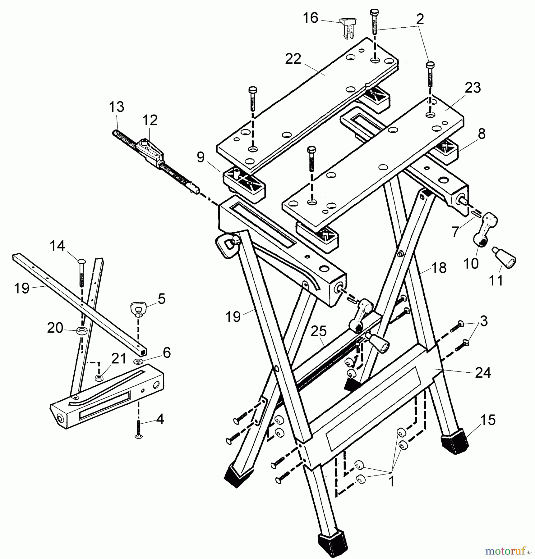 BLACK+DECKER INNENAUSSTATTUNG WERKBANK, SCHRAUBSTOCK, JOBBER, LEITERN OPP WORKMATE 125 WM125 Seite 1