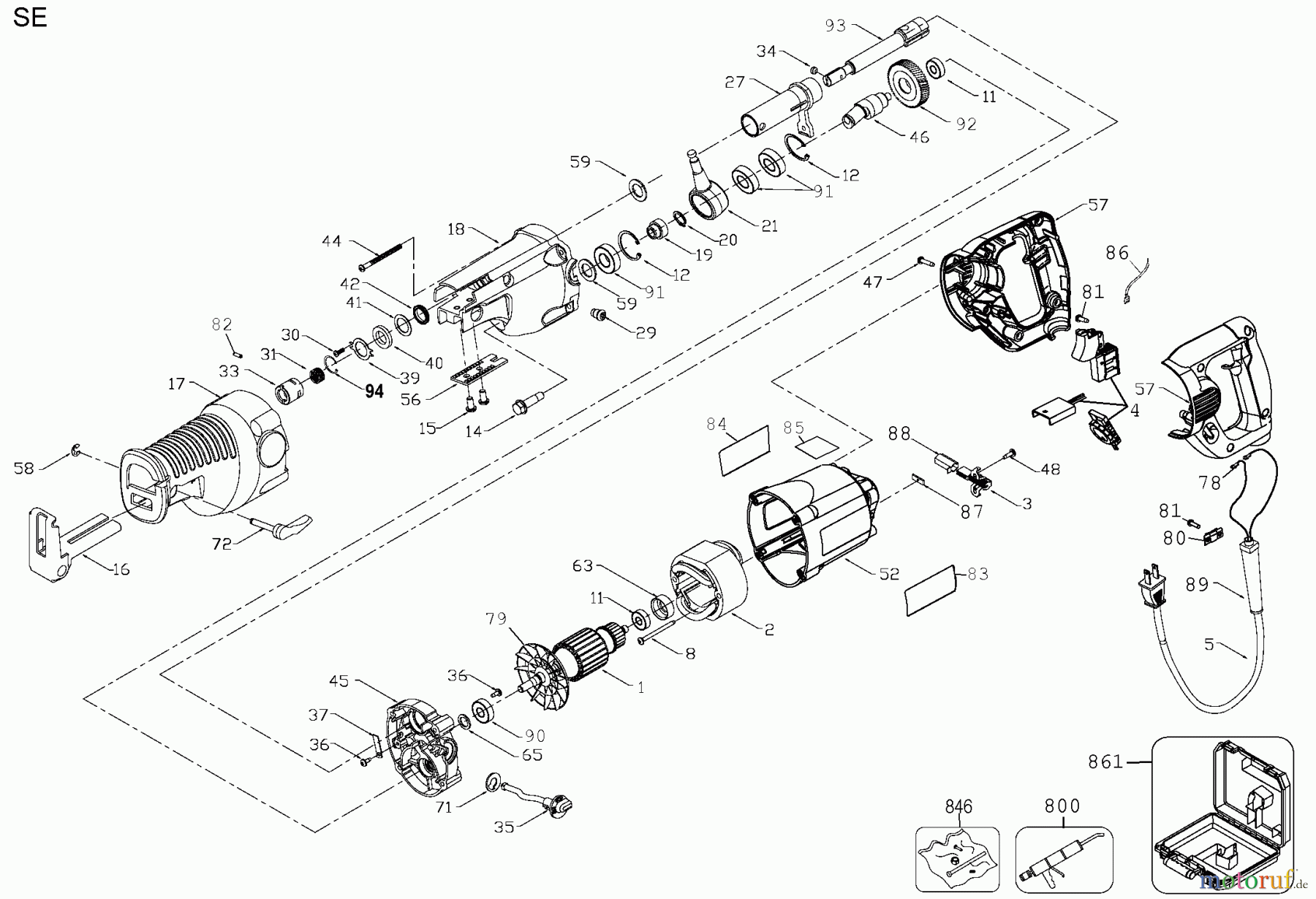 DEWALT HOLZARBEITEN SCHNEIDESÄGEN DW311K Recip Saw w/10 Ext DW311K V Seite 1