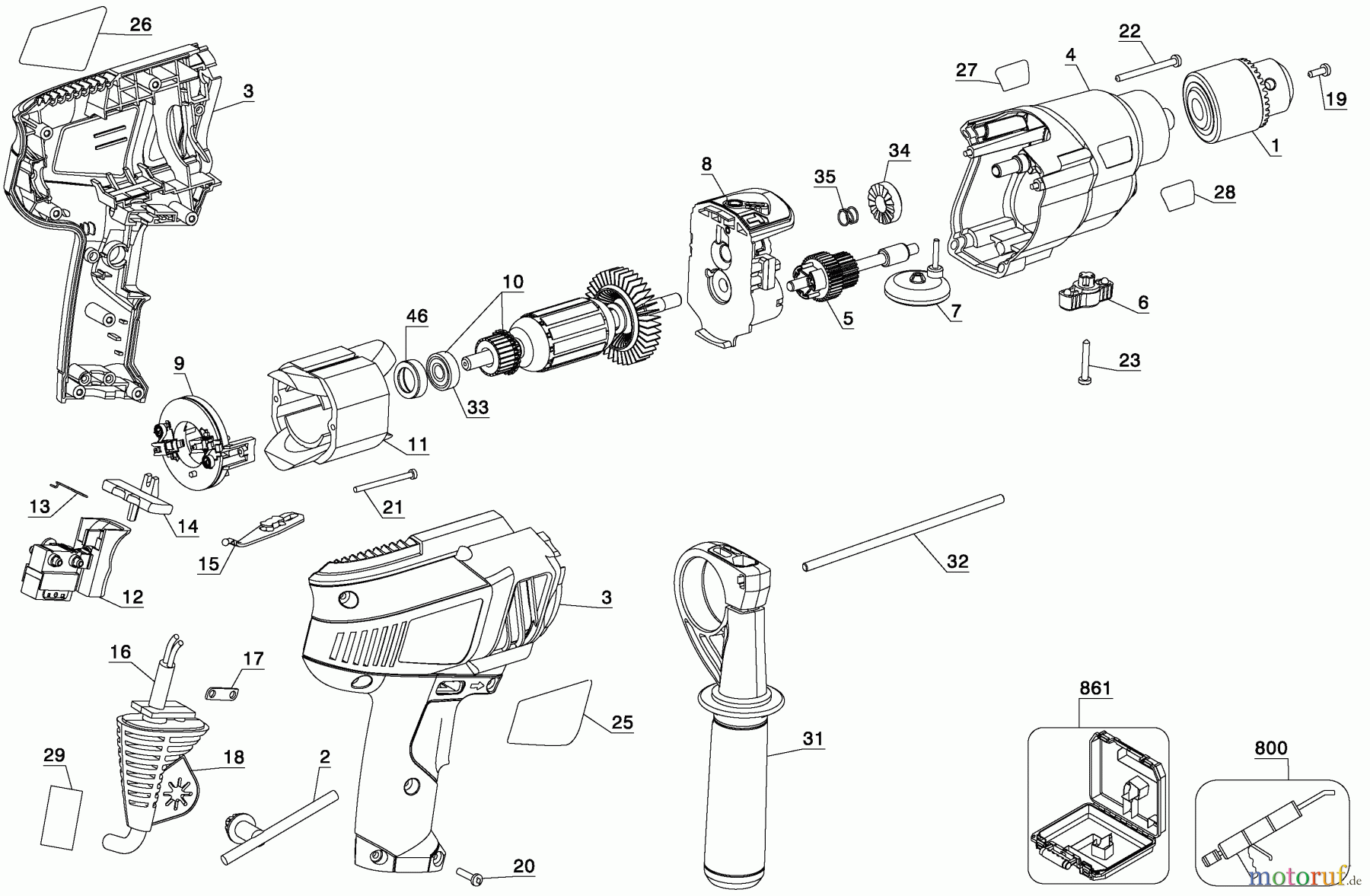BLACK+DECKER INNENAUSSTATTUNG BOHRER 1/2 HAMMER DRILL DR650 Seite 1