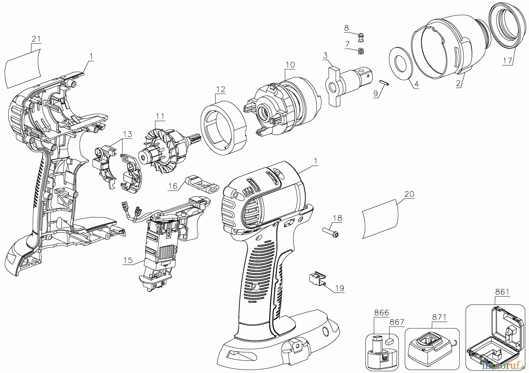 DEWALT Divers 14.4V IMPACT WRENCH DC830N Seite 1