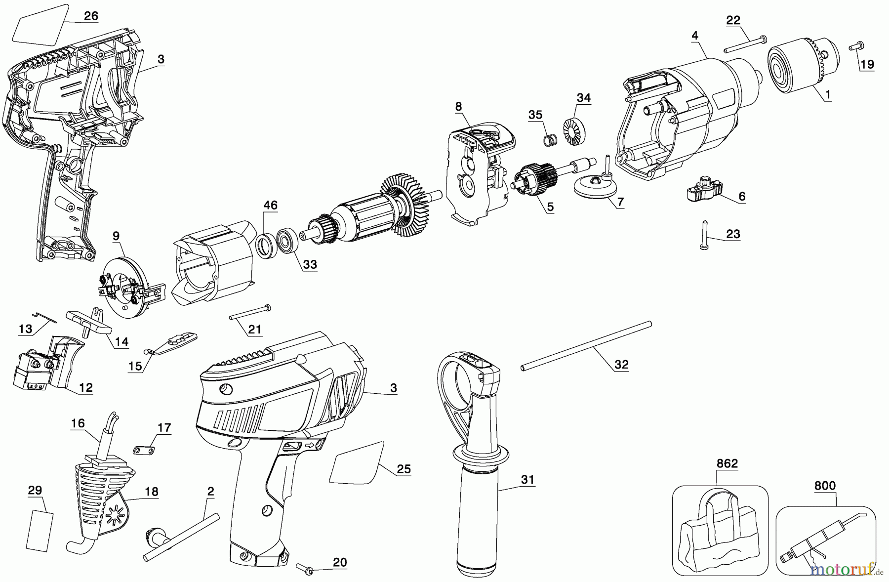 BLACK+DECKER INNENAUSSTATTUNG BOHRER 1/2 HAMMER DRILL DR650B Seite 1