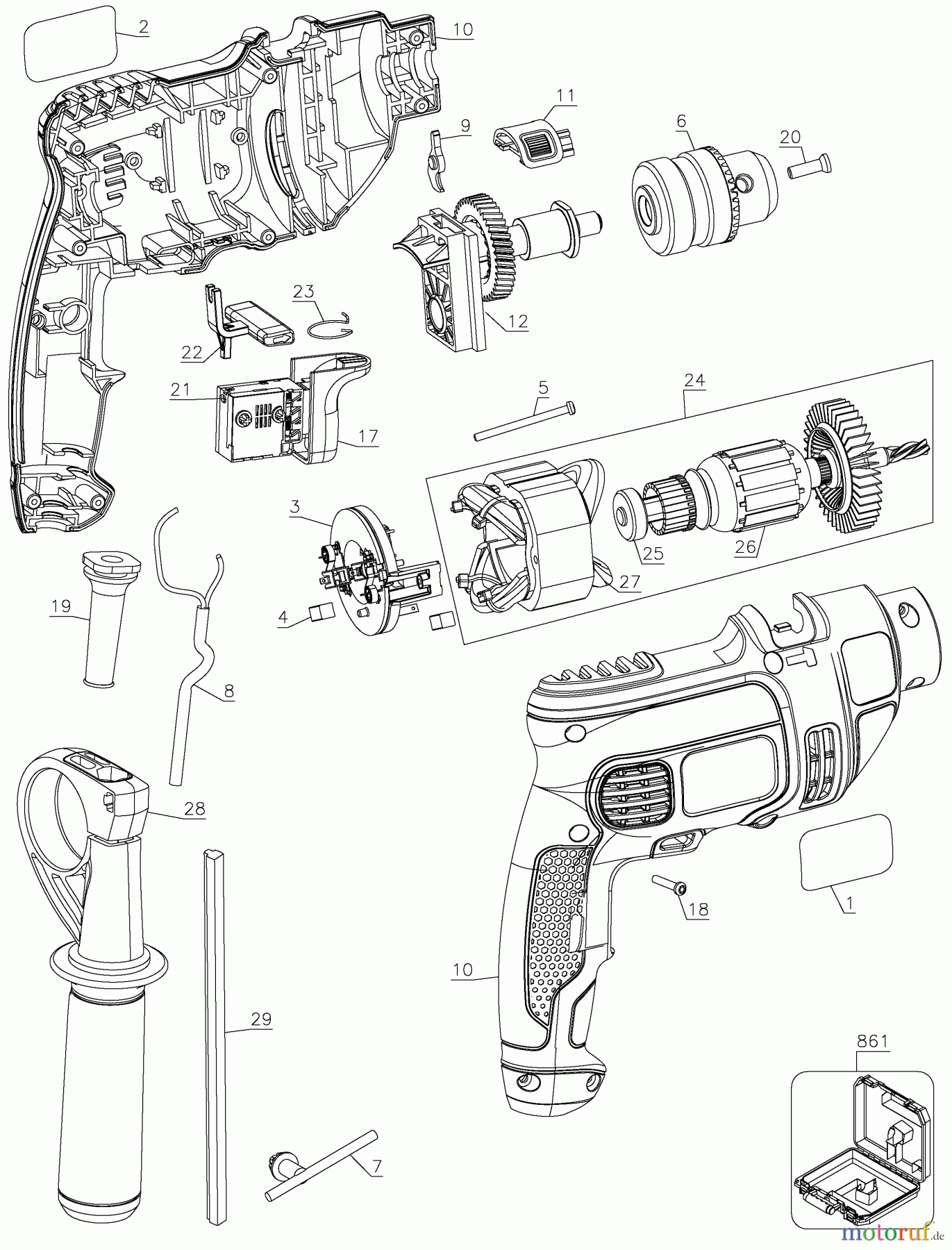 BLACK+DECKER Divers 1/2IN 650W VSR HAMMER DRI TM100Y Seite 1