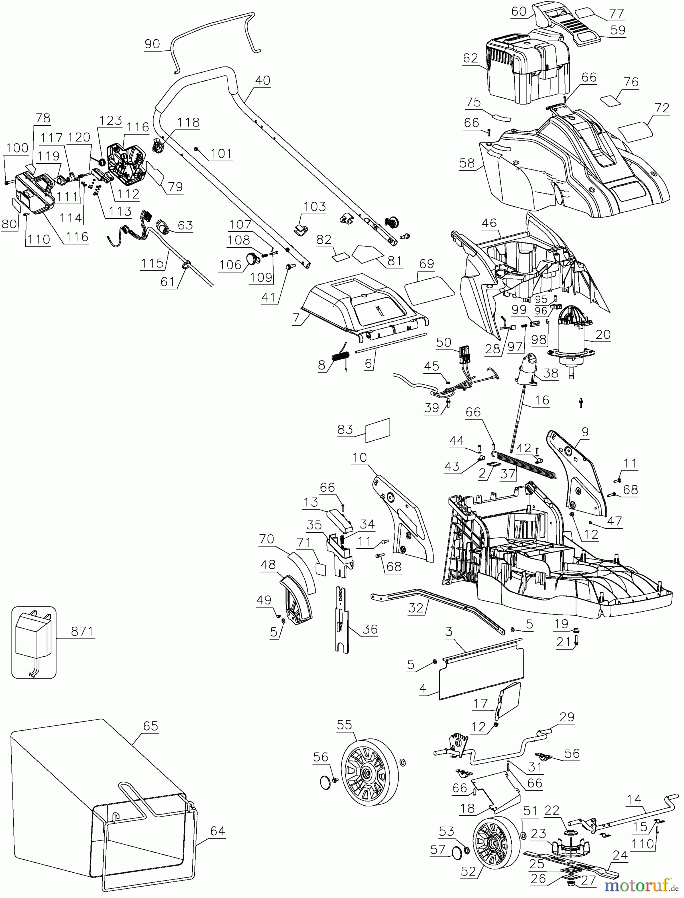 BLACK+DECKER Divers 36V 19IN MOWER CM1936Z Seite 1