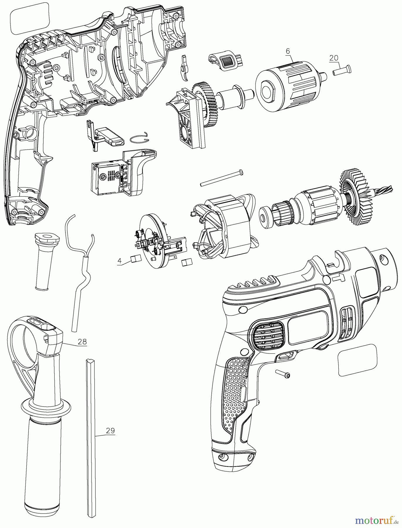 BLACK+DECKER INNENAUSSTATTUNG BOHRER 6.0 AMP 1/2 IN HAMMERDRIL DR670CCT Seite 1