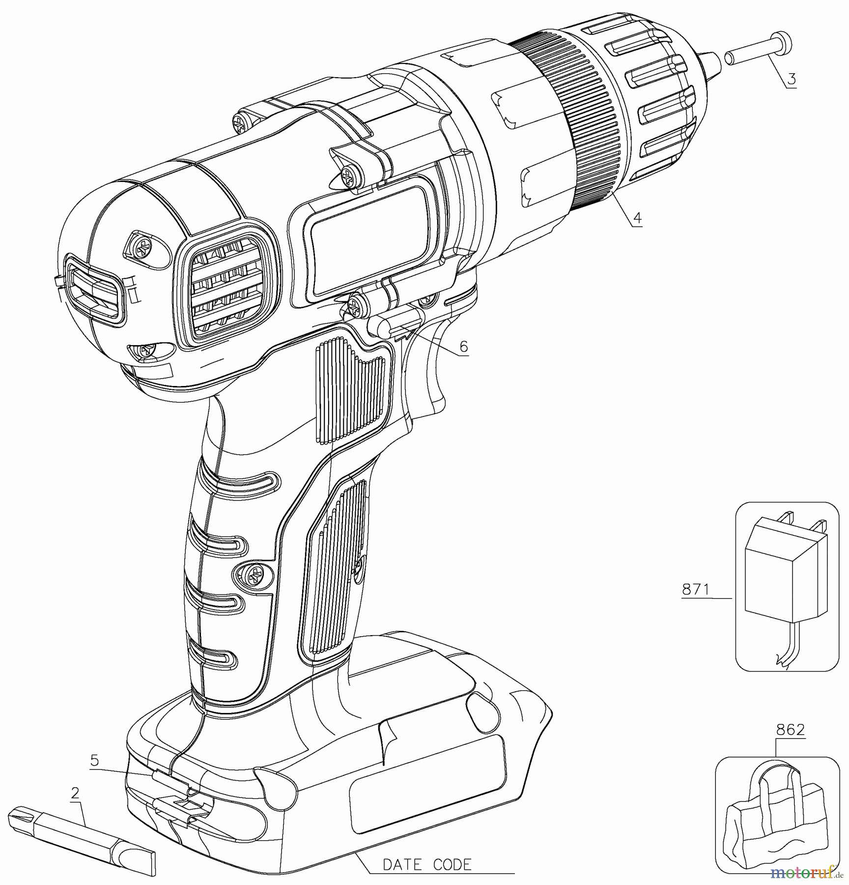  BLACK+DECKER INNENAUSSTATTUNG BOHRER AKKU-BOHRMASCHINE LDX172C Seite 1