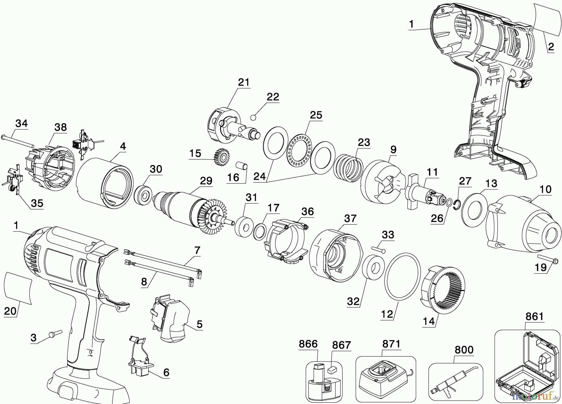 DEWALT SCHRAUBER Schlagschrauber 18V IMPACT WRENCH DW059HB Seite 1