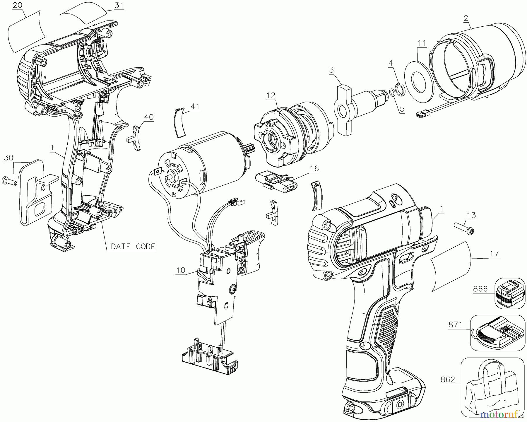 DEWALT SCHRAUBER Schlagschrauber 3/8 9.5 MM IMP WRENC DCF813B Seite 1