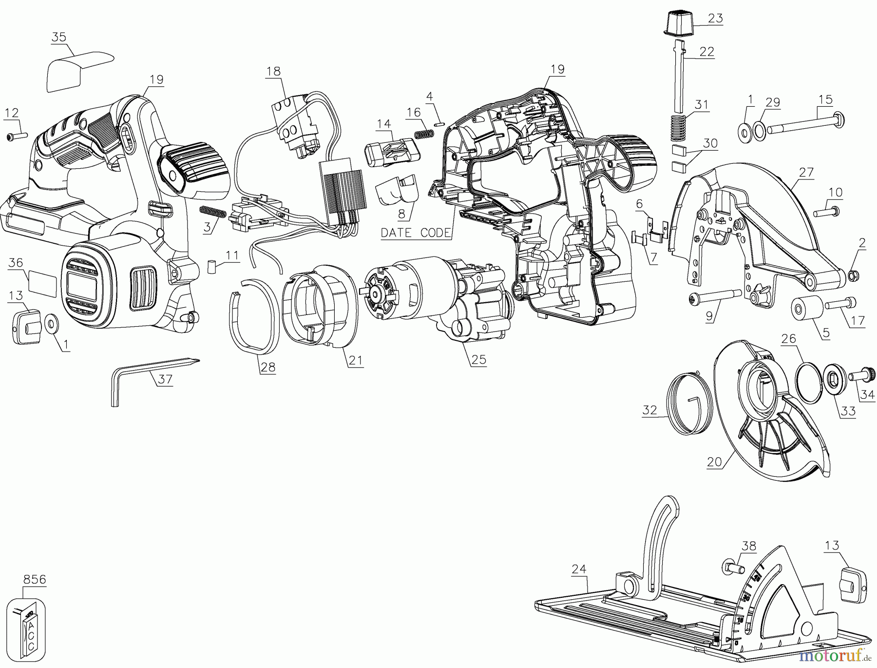  BLACK+DECKER INNENAUSSTATTUNG SÄGE B&D 20V MAX CIRC SAW BDCCS20B Seite 1