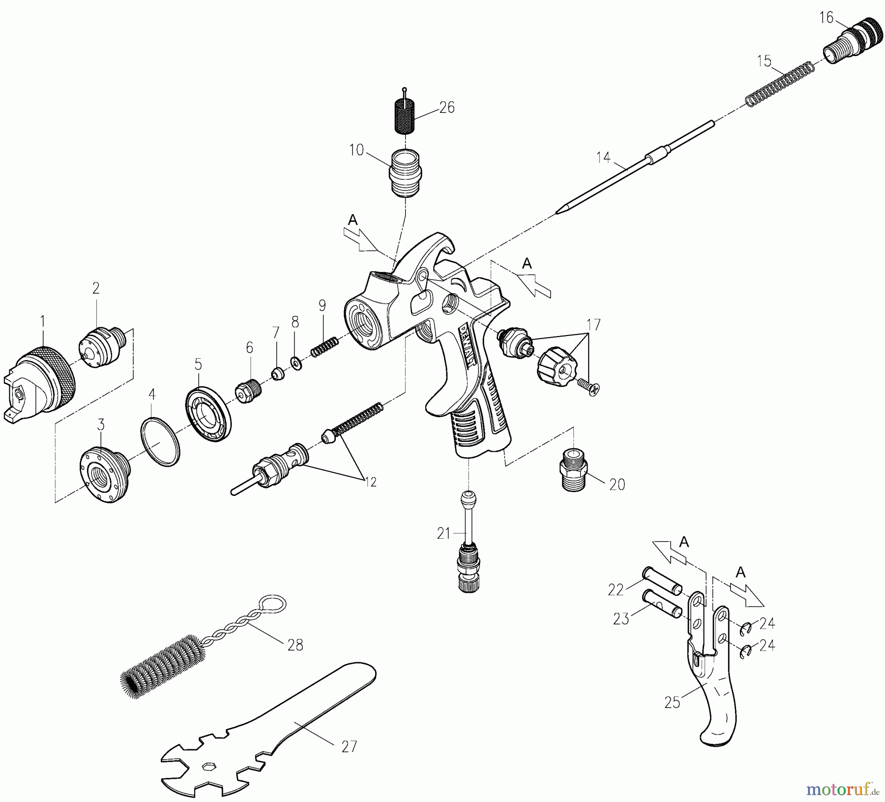 DEWALT Luft Farbe SCHWERKRAFT FD SPRITZPISTOLE DWMT70777 Seite 1
