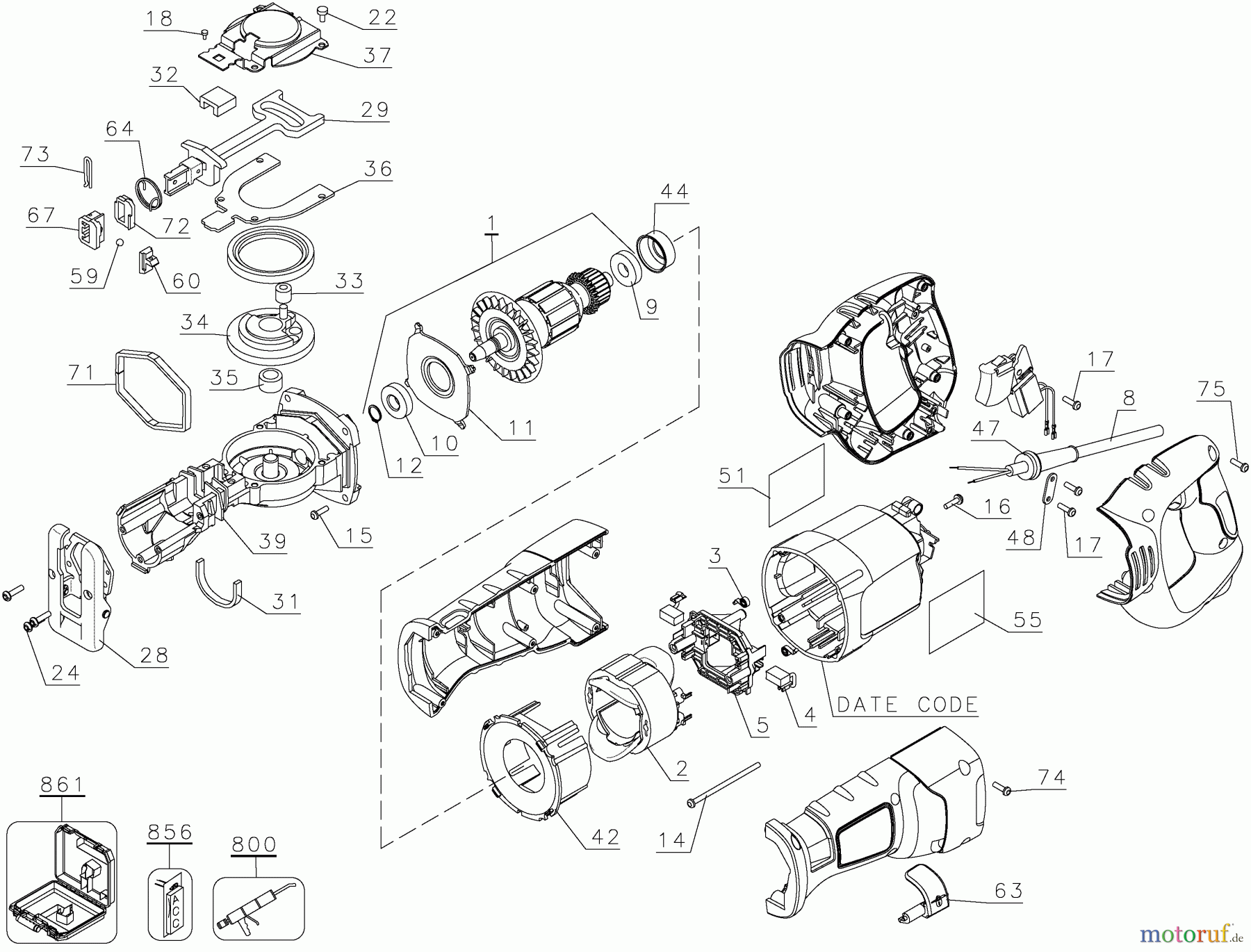  BLACK+DECKER INNENAUSSTATTUNG SÄGE 7.5 AMP RECIP SAW W/STORA RS500K  1 Seite 1