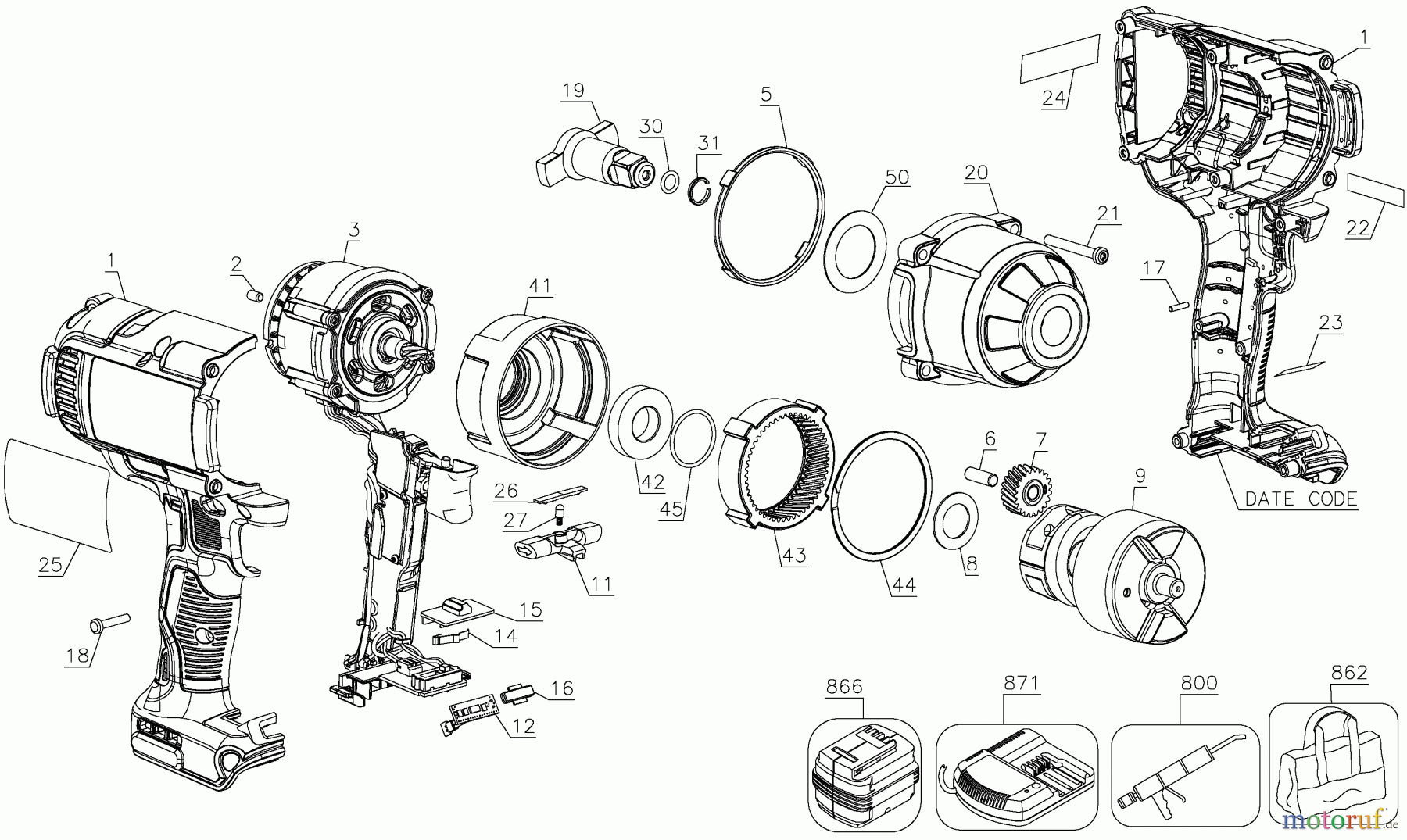 DEWALT SCHRAUBER Schlagschrauber AKKU DREHMOMENTSCHLÜSSEL DCF899HP2 Seite 1