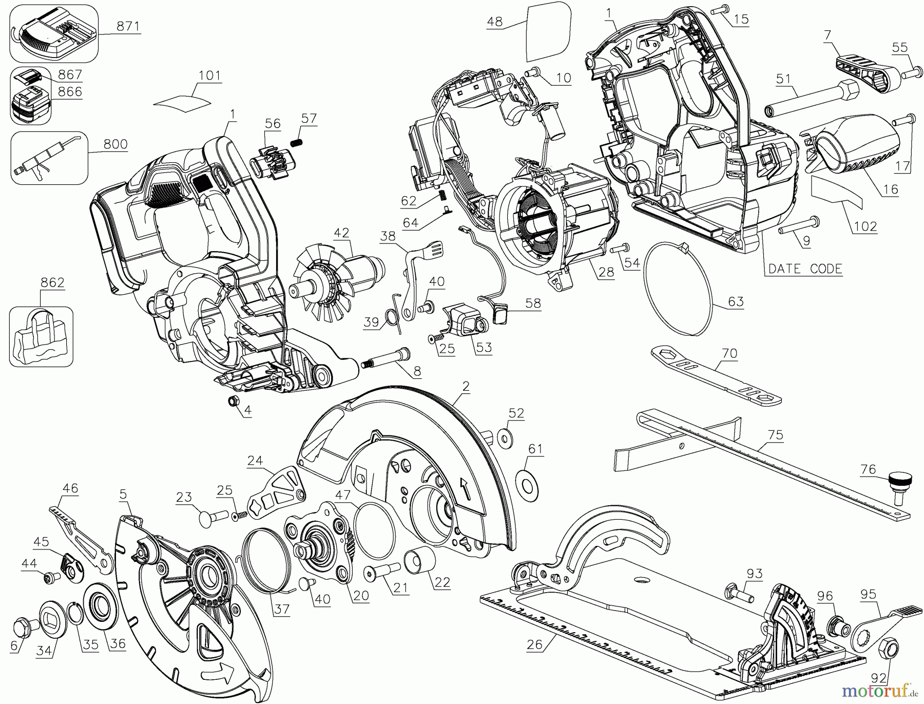 DEWALT HOLZARBEITEN KREISSÄGEN 60V MAX 7-1/4IN BRUSHLESS DCS575B Seite 1