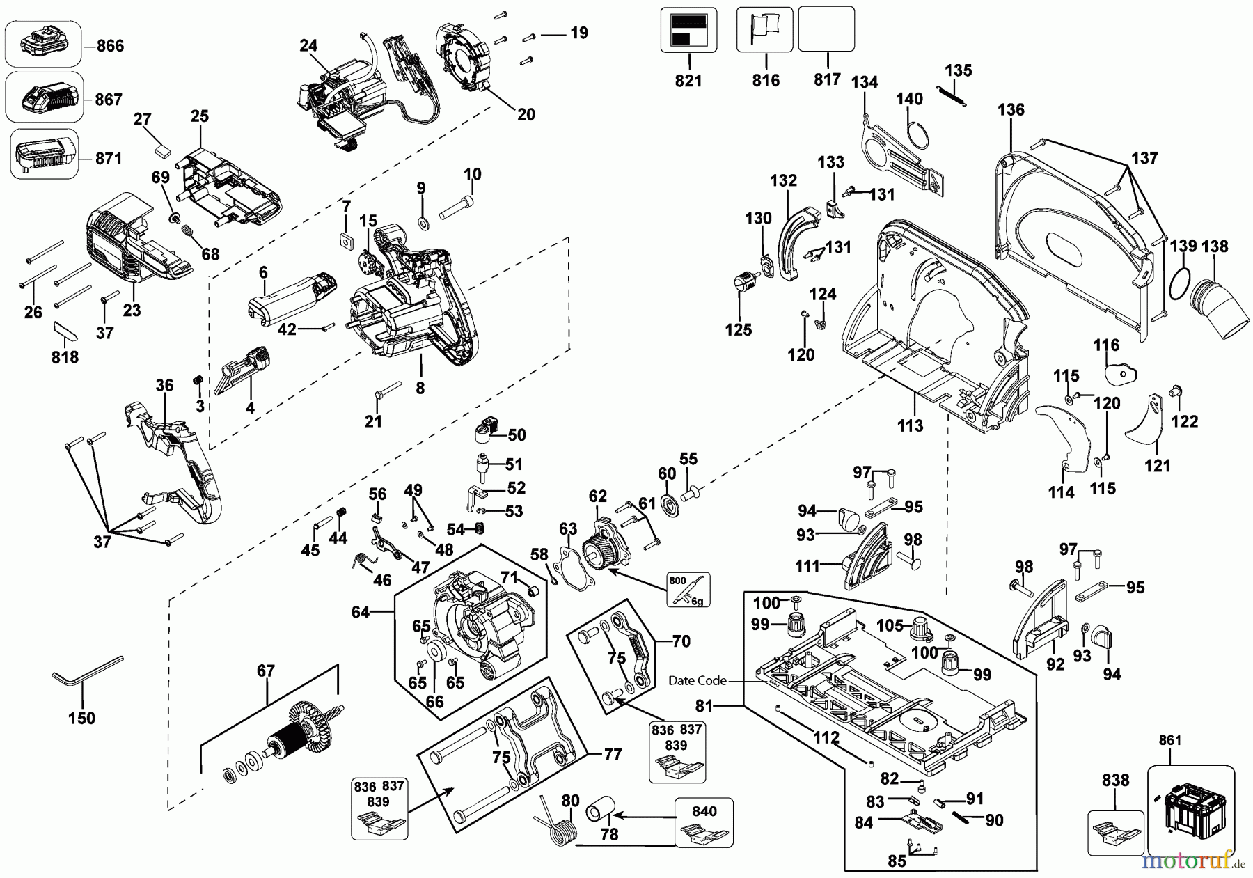  DEWALT HOLZARBEITEN KREISSÄGEN 6 1/2 RACK SAW KIT DCS520T1 Seite 1