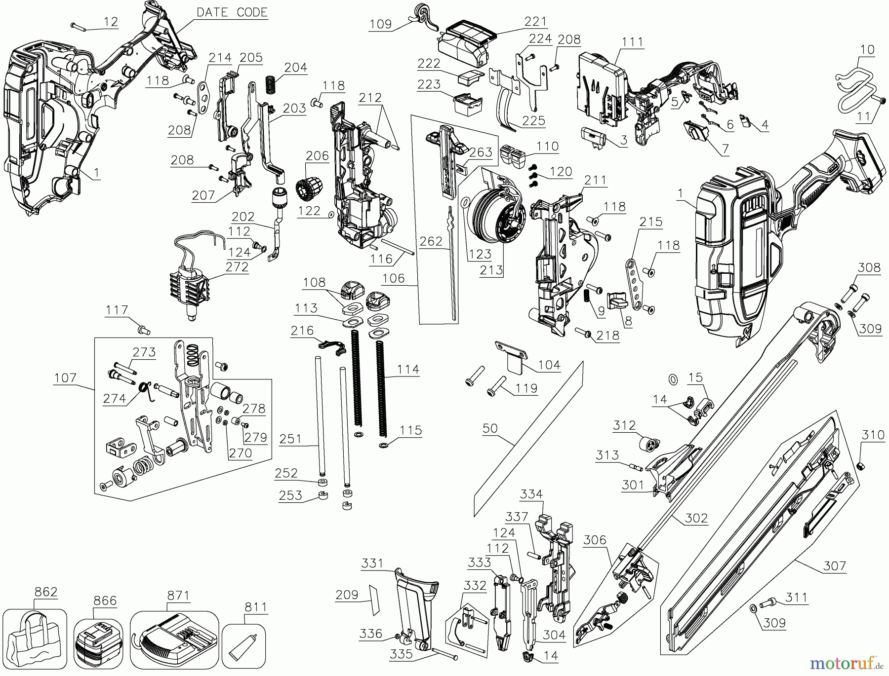  DEWALT BEFESTIGUNG Nagler 20V 15GA ANG FIN NAI DCN650D1 Seite 1