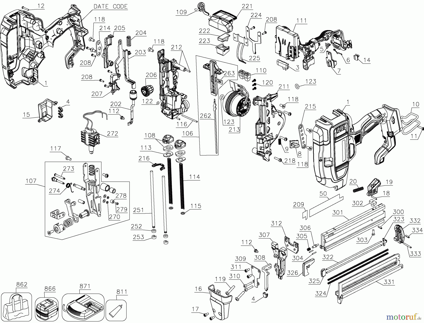  DEWALT HOLZARBEITEN  NAGLER 18V 18GA NARROW CROWN STA DCN681N Seite 1