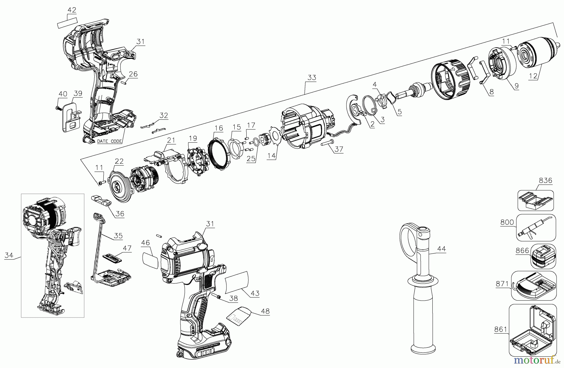 DEWALT Divers 20V MX XR 3SP HM DRL DCD997P2BT Seite 1