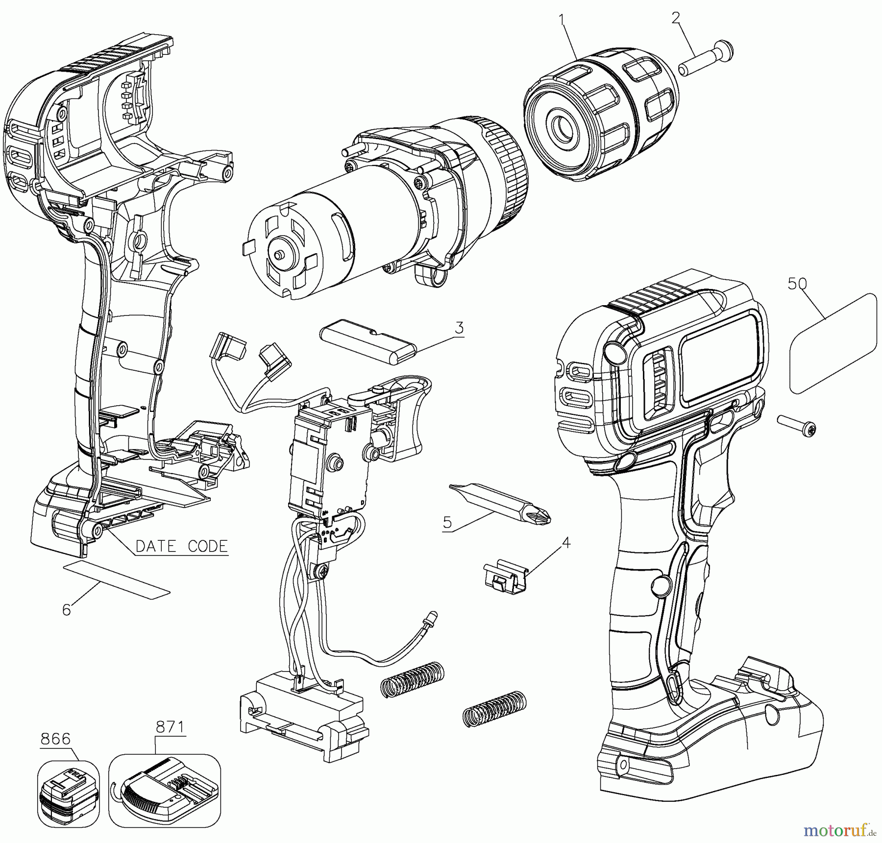  BLACK+DECKER INNENAUSSTATTUNG BOHRER 20V 1-SPEED LI-ION DRILL/ BCD702C1 Seite 1
