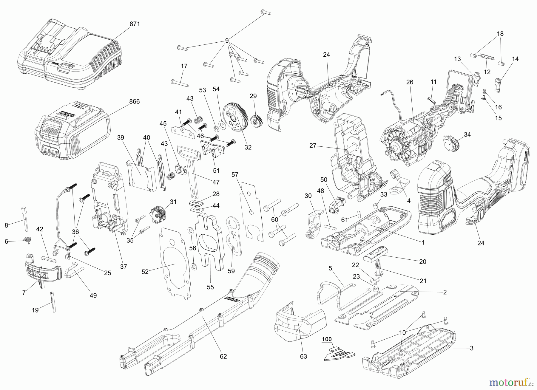 DEWALT HOLZARBEITEN PUTZSÄGEN XR 18V BL JIGSAW BG BARE DCS335N Seite 1