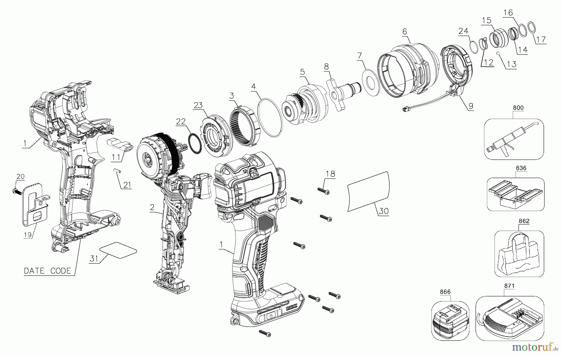  DEWALT Akku Schrauber SCHLAGSCHRAUBER DCF809C2 Seite 1
