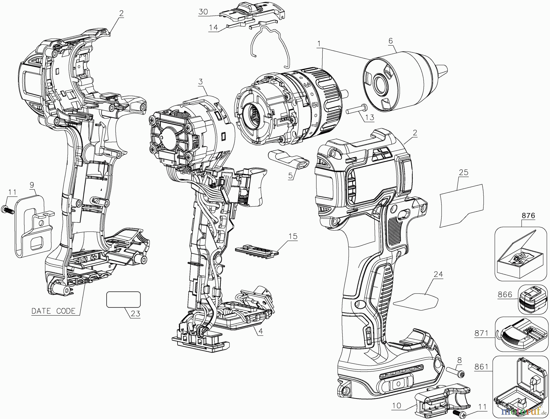 DEWALT AKKUBOHRER DRILLS, 20V AKKU SCHRAUBER DCD792D2 Seite 1