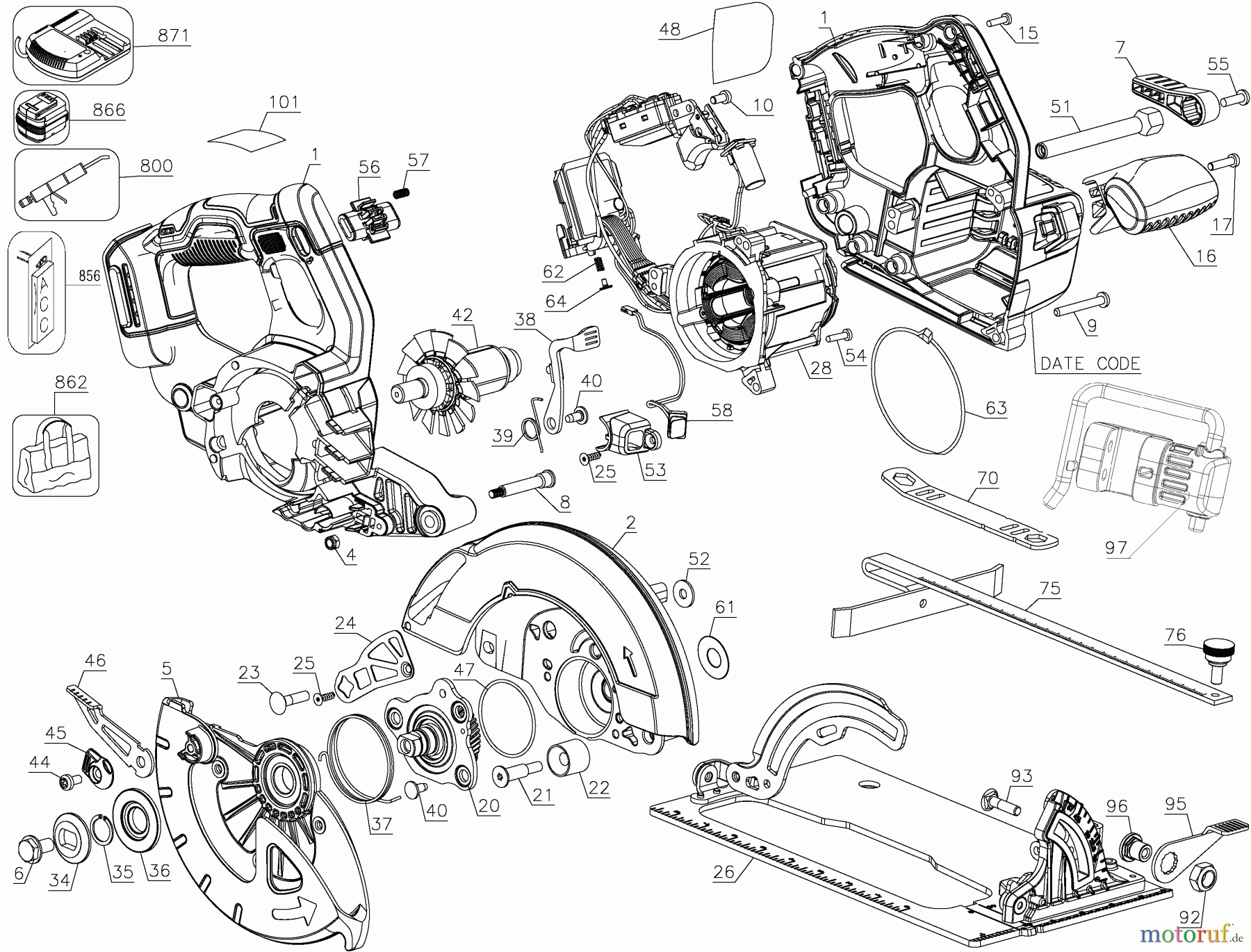 DEWALT HOLZARBEITEN KREISSÄGEN SHELL 20V XRP 7 1/4 CIRCU DCS574B Seite 1