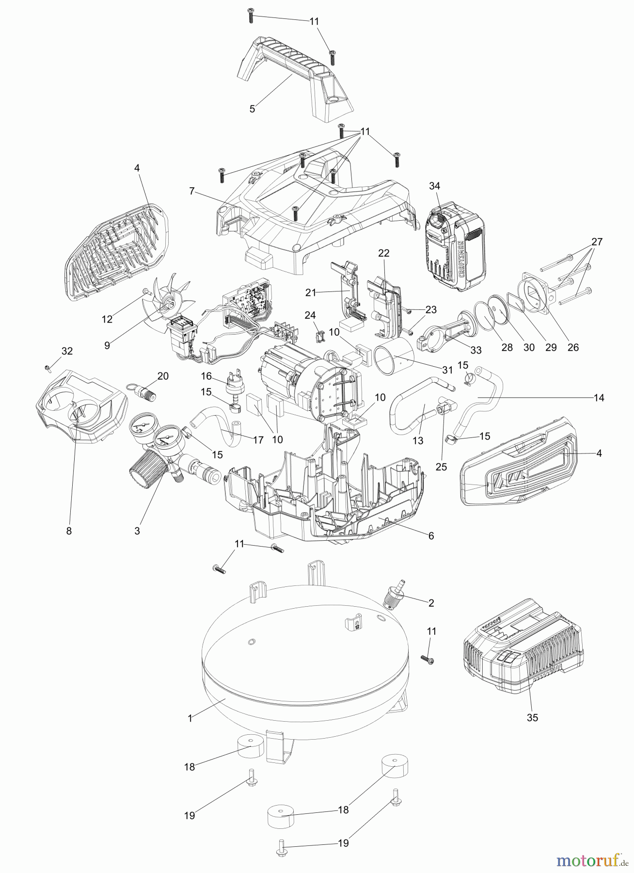 CRAFTSMAN Divers 20V MAX COMPRESSOR CMCC2520M1 Seite 1