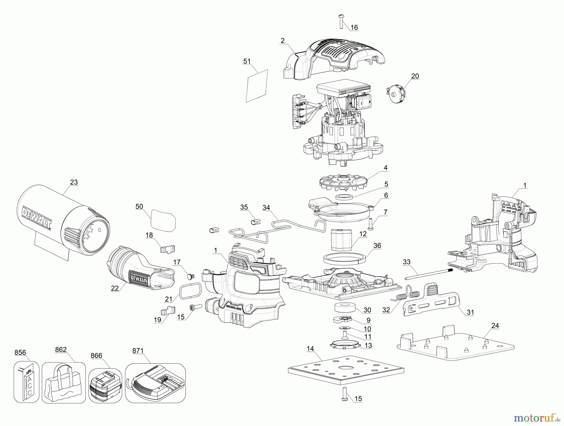  DEWALT HOLZARBEITEN EXZENTERSCHLEIFER AKKU-SCHLEIFER DCW200BR Seite 1