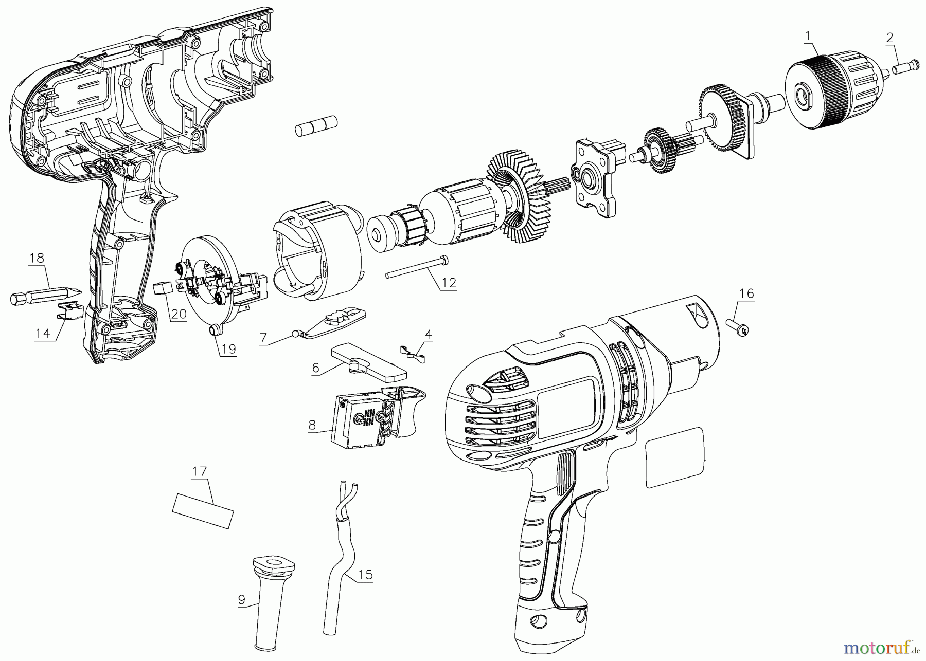 BLACK+DECKER INNENAUSSTATTUNG BOHRER 5.2 AMP CORD DRILL DR260C Seite 1