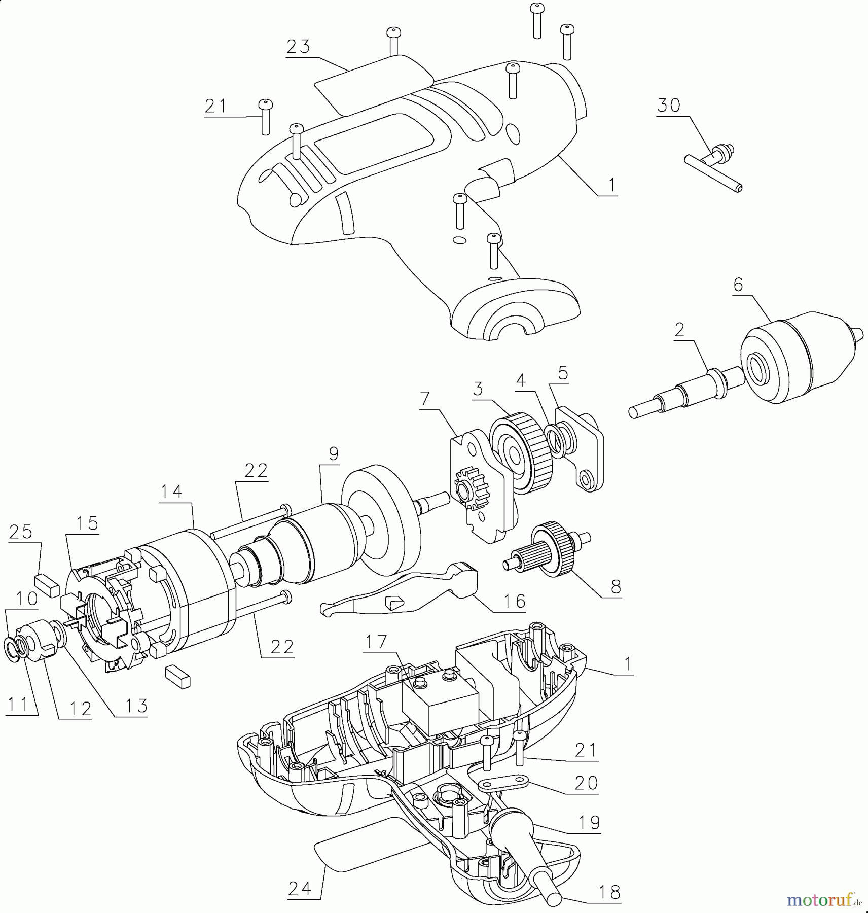 BLACK+DECKER INNENAUSSTATTUNG BOHRER 3/8 VSR DRILL DR200 Seite 1