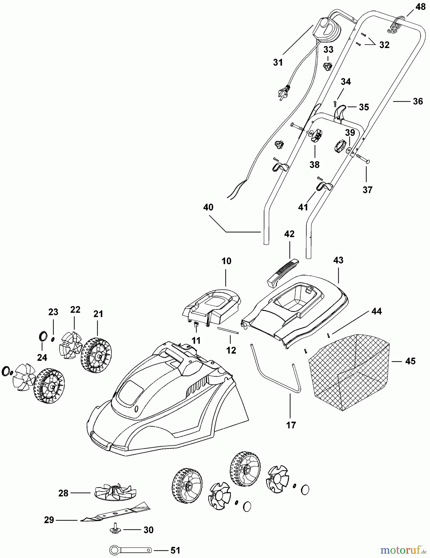 BLACK+DECKER AUSSERHALB RASENMÄHER, HÄCKSLER UND KEHRMASCHINEN 1000W LAWN MOWER GR3050 Seite 1