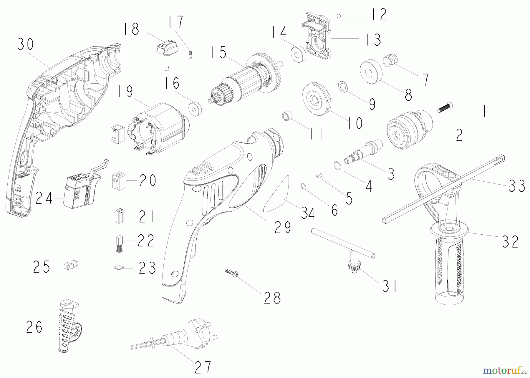 BLACK+DECKER Divers 3/8 HAMMER DRILL HD450K Seite 1