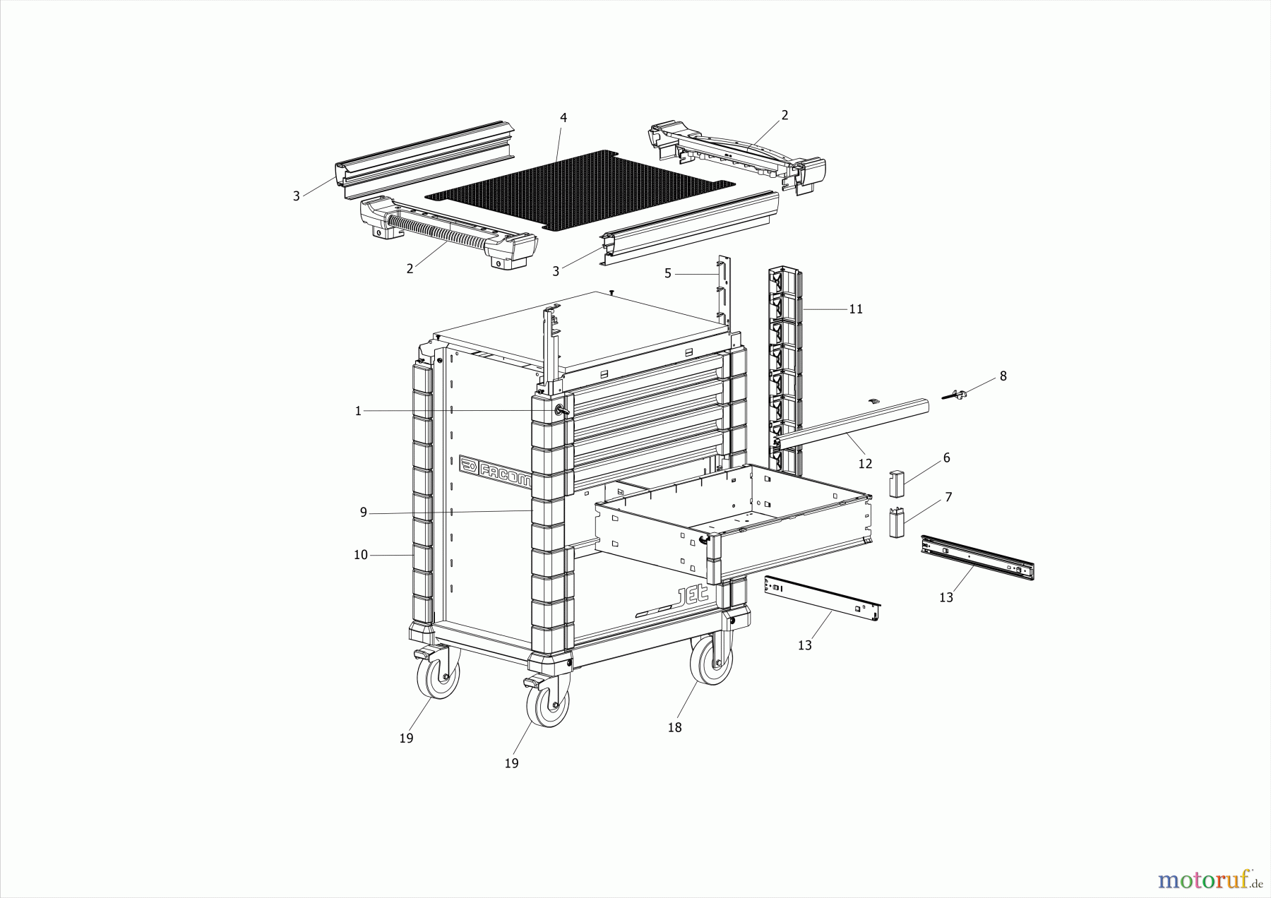 FACOM STORAGE WERKSTATTWAGEN JET.8NM3A Seite 1